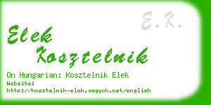 elek kosztelnik business card